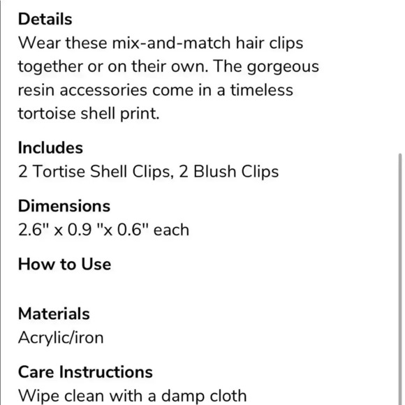 Cocus Pocus Resin Hair Clips - Set of 4 Resin Barrettes—Tortoise Shell & Blush - Picture 2 of 5